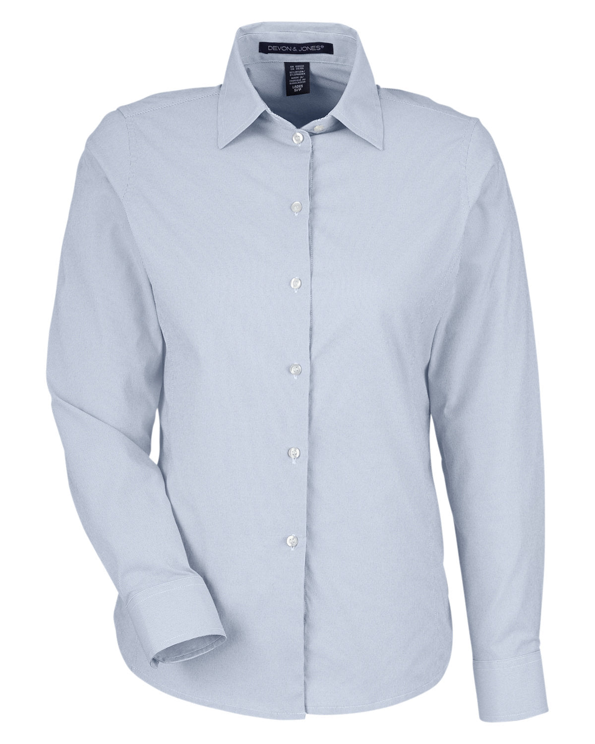 Devon & Jones CrownLux Performance® Ladies' Microstripe Shirt - Navy/White
