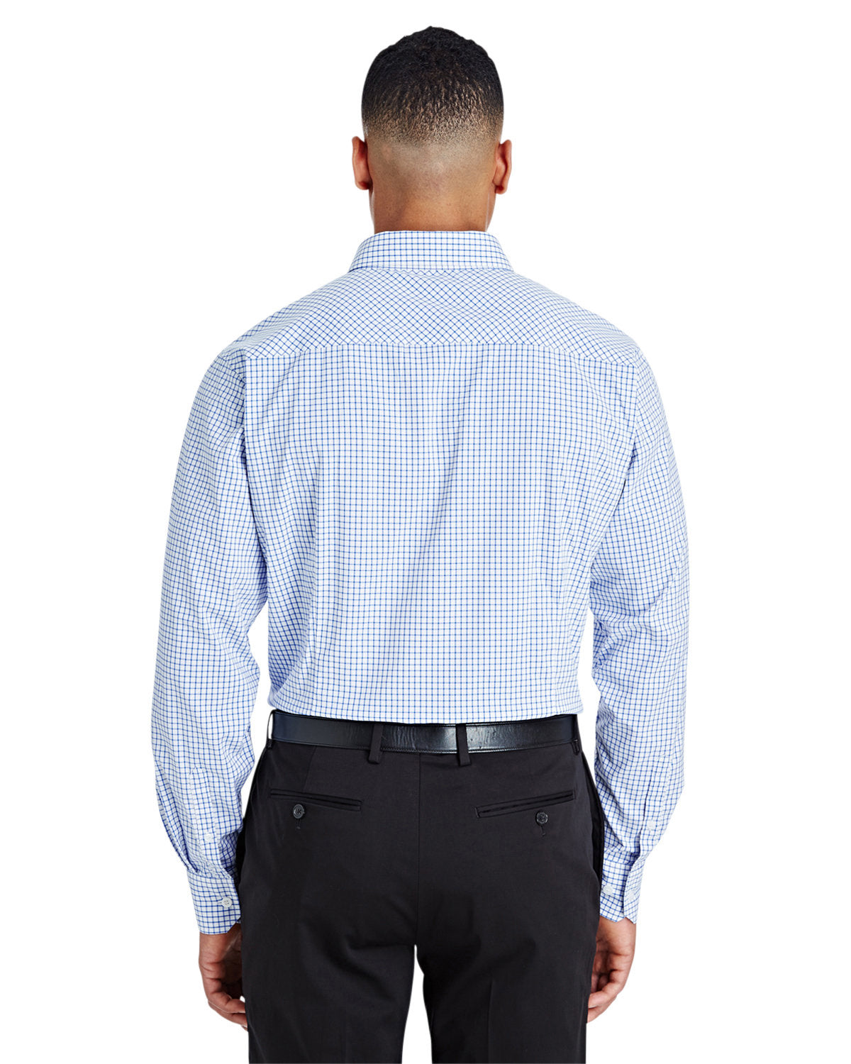 Devon & Jones CrownLux Performance® Men's Micro Windowpane Woven Shirt - Back