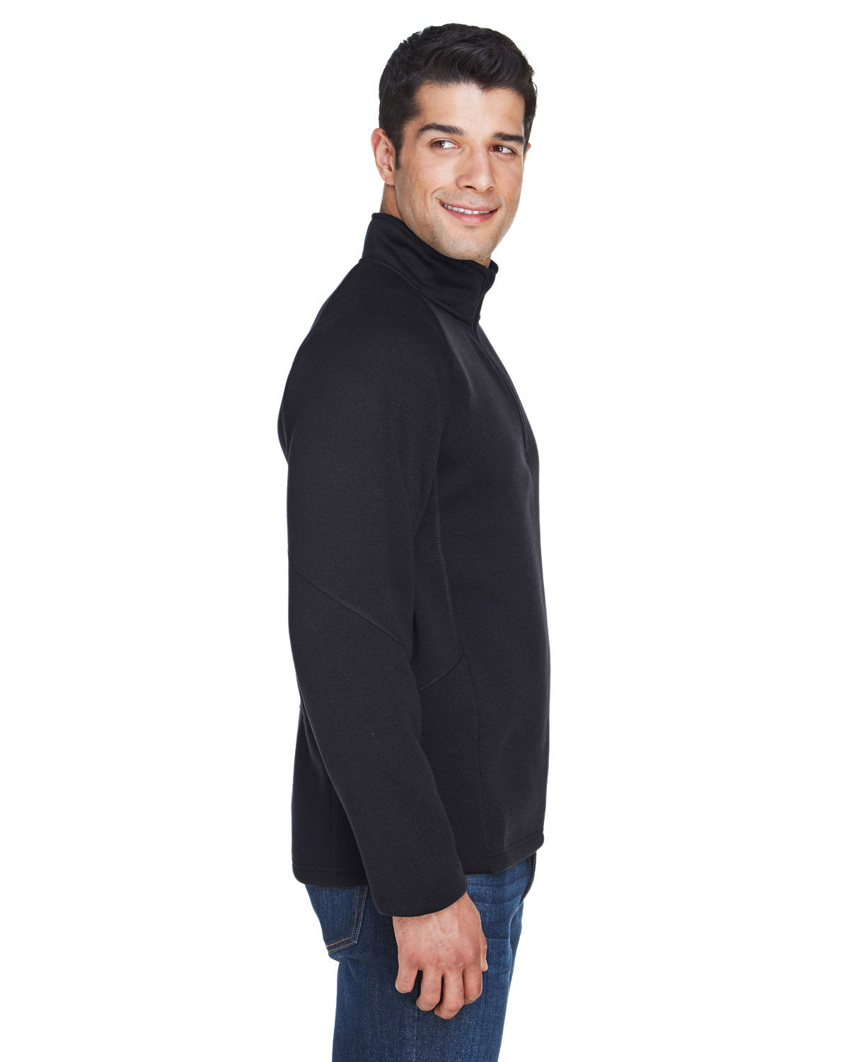 Devon & Jones Adult Bristol Sweater Fleece Quarter-Zip - Side