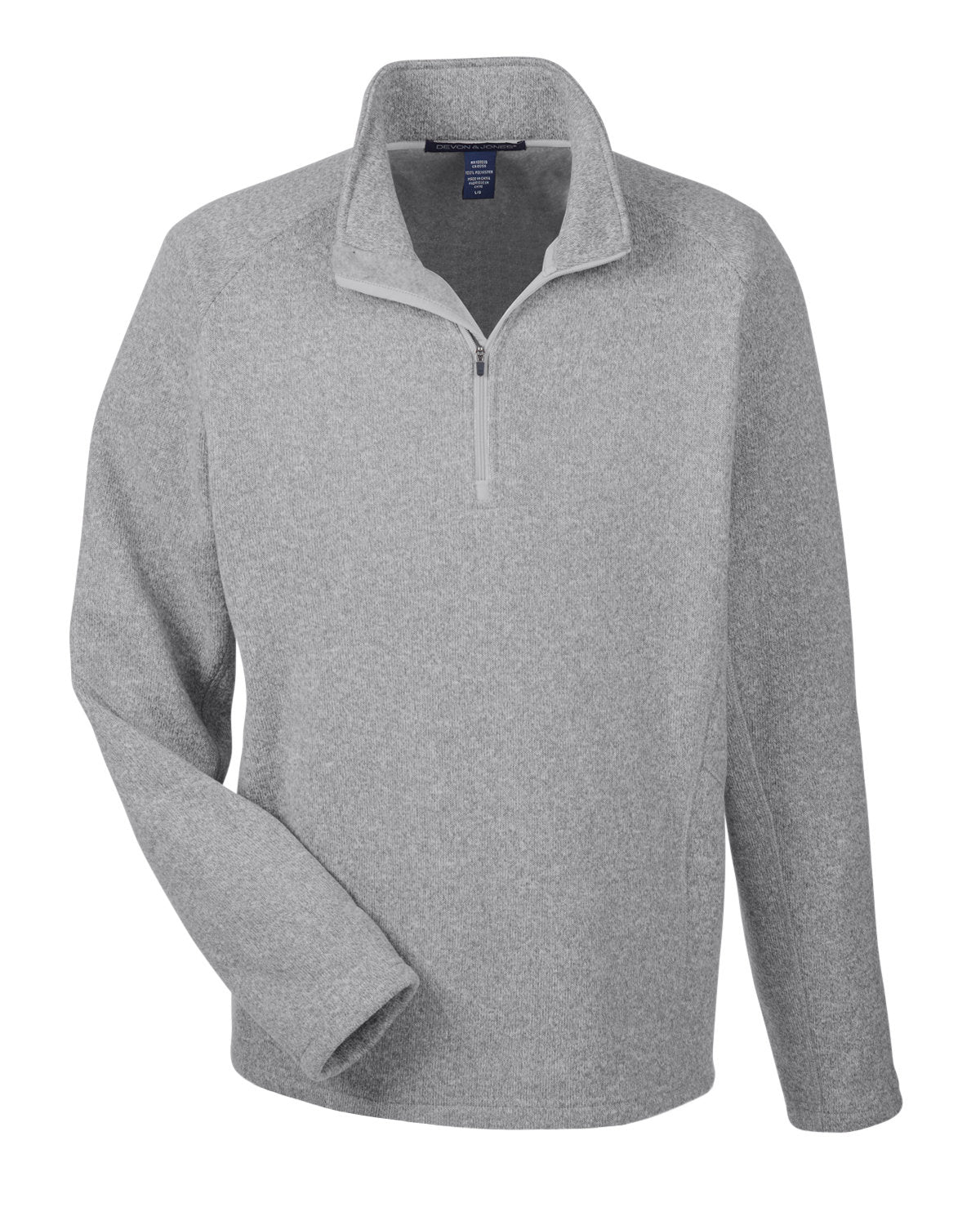 Devon & Jones Adult Bristol Sweater Fleece Quarter-Zip - Grey Heather