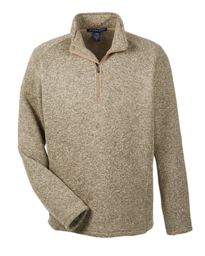 Devon & Jones Adult Bristol Sweater Fleece Quarter-Zip - Khaki Heather