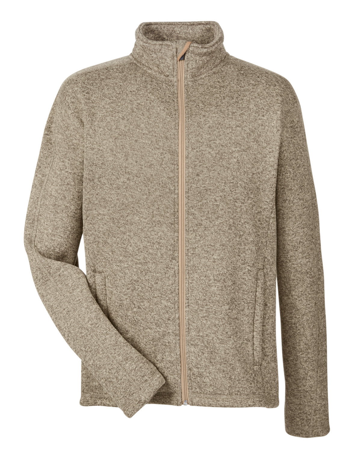 Devon & Jones Men's Bristol Full-Zip Sweater Fleece Jacket - Khaki Heather