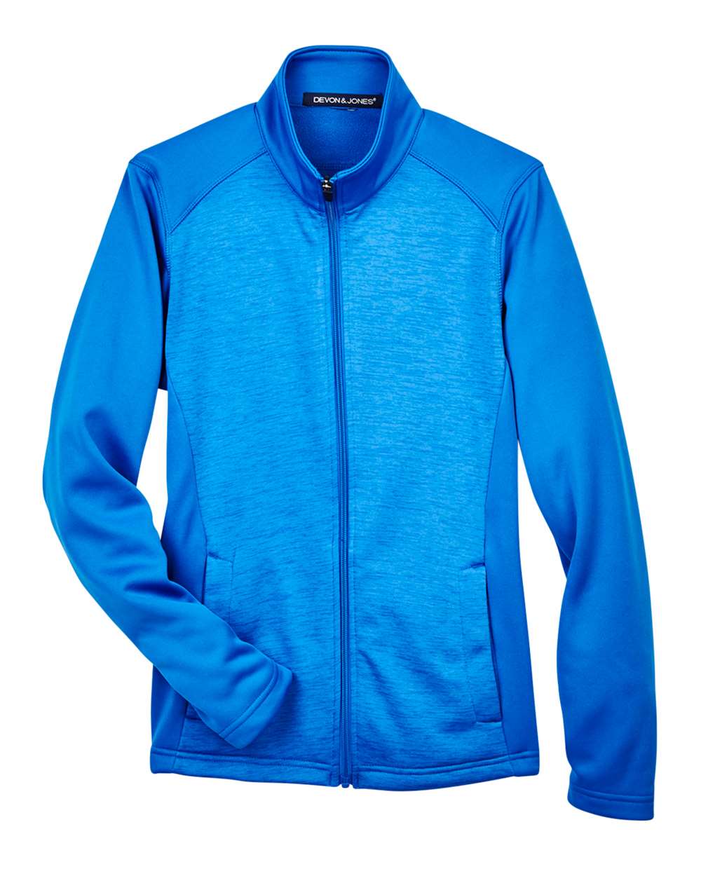 Devon & Jones Ladies' Newbury Colorblock Mélange Fleece Full-Zip - French Blue/ French Blue Heather