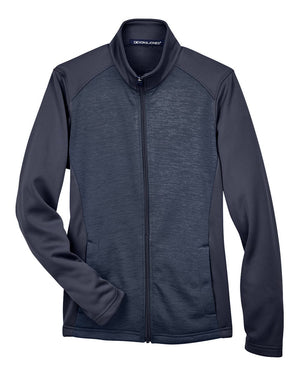 Devon & Jones Ladies' Newbury Colorblock Mélange Fleece Full-Zip - Navy/ Navy Heather