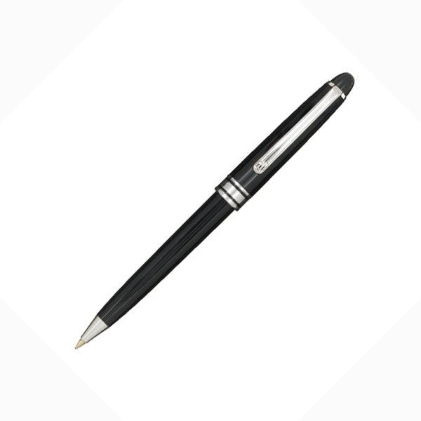 Aurora Plastic Push-Action Pen - Black With Silver