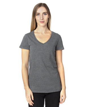 Ladies' Ultimate CVC V-Neck T-Shirt - Charcoal Heather