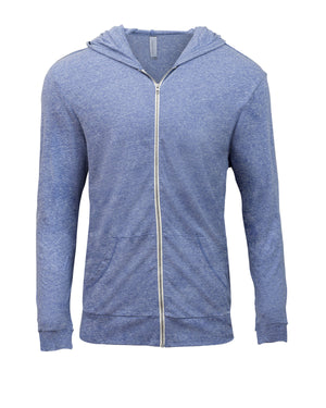 Unisex Triblend Full-Zip Light Hoodie - Navy Triblend
