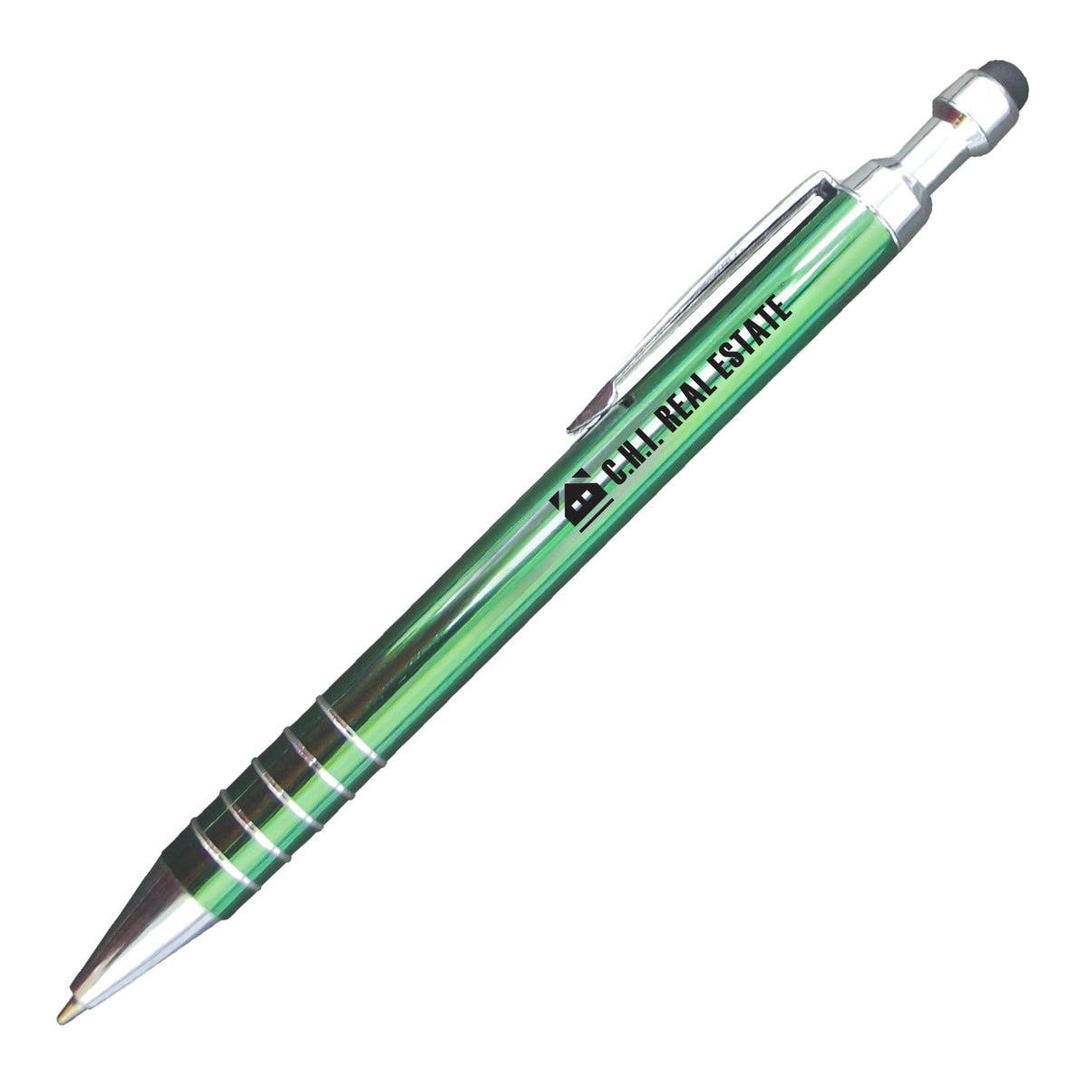 Fury Aluminum Click Action Soft Stylus Pen - Green