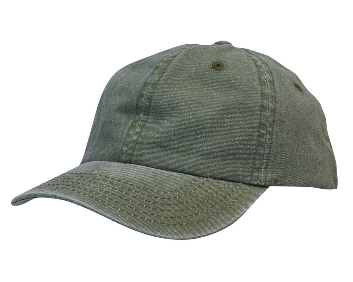 Enzyme Washed Pigment Dyed Cotton Twill Cap - Khaki