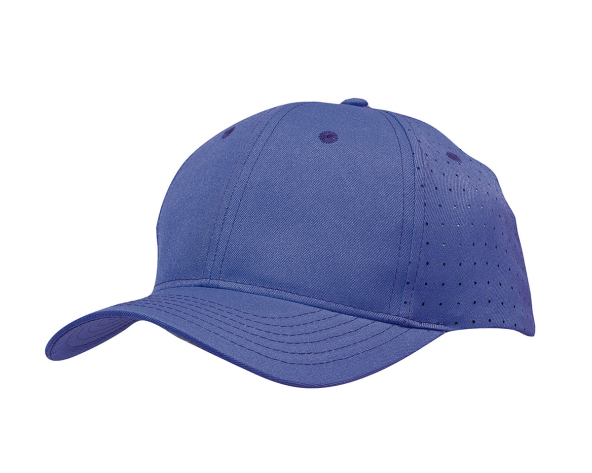 6 Panel Breathable Poly Twill With Circle Perforations - Purple