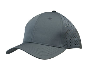 6 Panel Premium Pioneer Sports Twill With Tear Drop Perforations - Gray