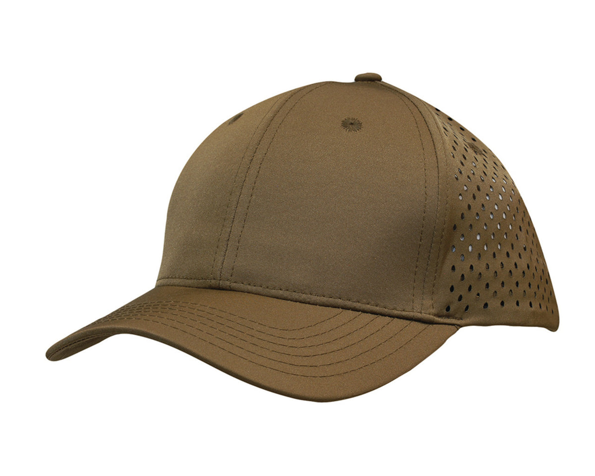 6 Panel Premium Pioneer Sports Twill With Tear Drop Perforations - Khaki