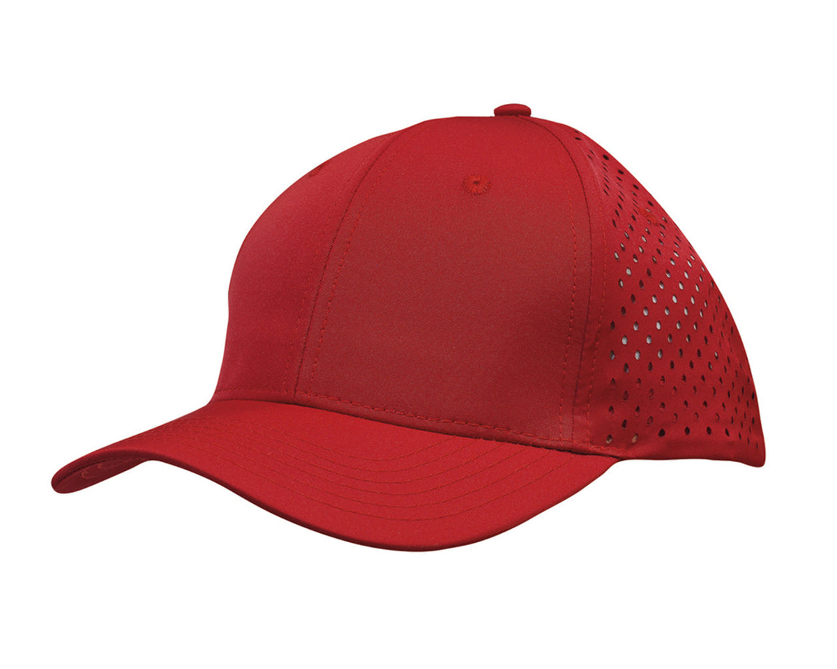 6 Panel Premium Pioneer Sports Twill With Tear Drop Perforations - Red