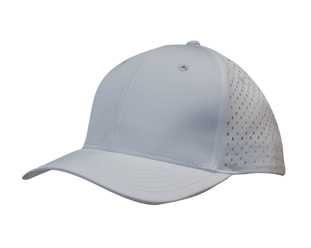6 Panel Premium Pioneer Sports Twill With Tear Drop Perforations - White