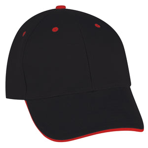 Sandwich Cap - Embroidered - Black With Red