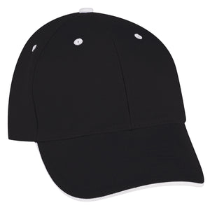 Sandwich Cap - Embroidered - Black With White