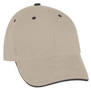 Sandwich Cap - Embroidered - Khaki With Black