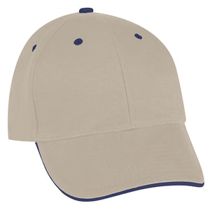 Sandwich Cap - Embroidered - Khaki With Navy