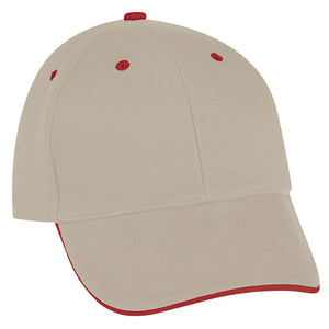 Sandwich Cap - Embroidered - Khaki With Red