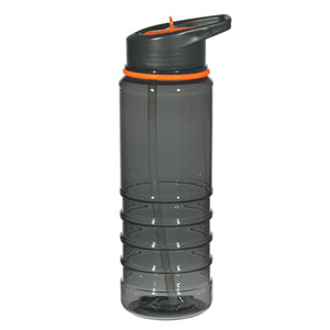 24 oz Gripper Bottle with Straw - Charcoal With Orange