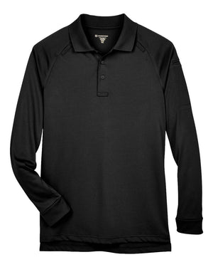 Harriton Men's Advantage Snag Protection Plus Long-Sleeve Tactical Polo - Black