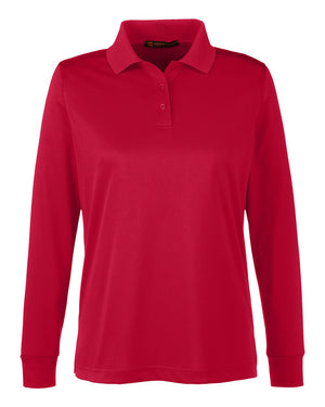 Harriton Ladies' Advantage Snag Protection Plus IL Long Sleeve Polo - Red