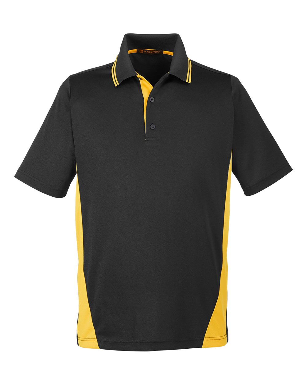 Harriton Men's Flash Snag Protection Plus IL Colorblock Polo - Black/ Sunray Yellow