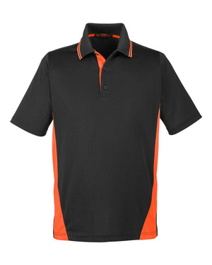 Harriton Men's Flash Snag Protection Plus IL Colorblock Polo - Black/ Team Orange