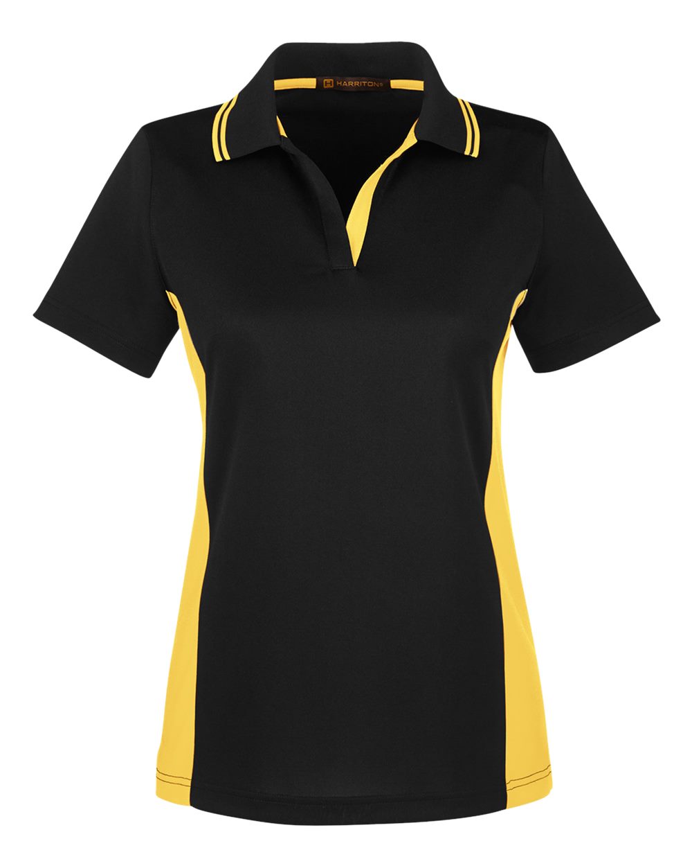 Harriton Ladies' Flash Snag Protection Plus IL Colorblock Polo - Black/ Sunray Yellow
