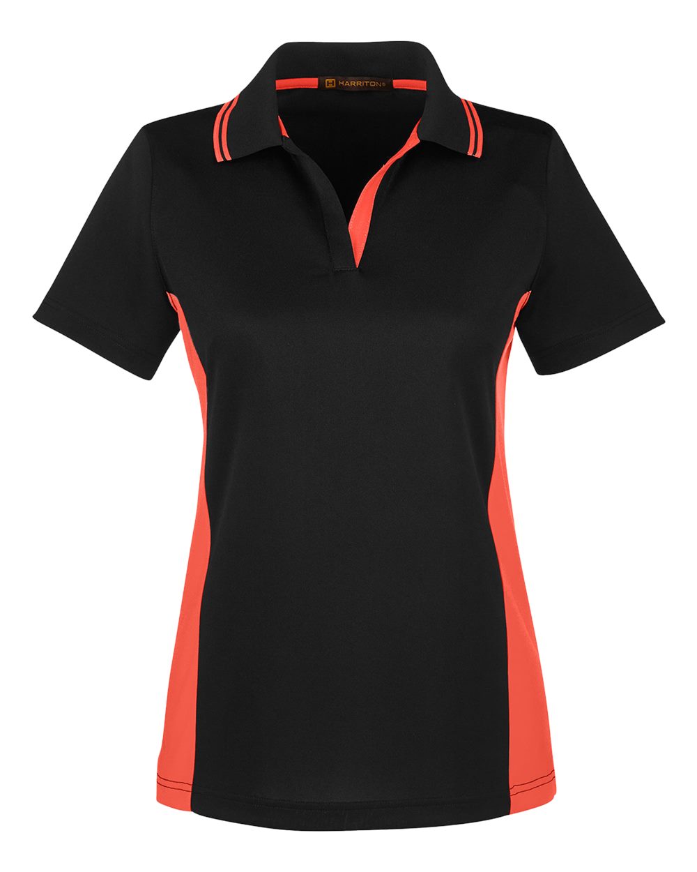 Harriton Ladies' Flash Snag Protection Plus IL Colorblock Polo - Black/ Team Orange