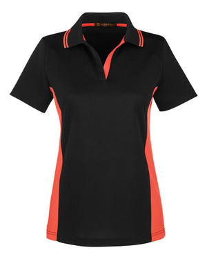 Harriton Ladies' Flash Snag Protection Plus IL Colorblock Polo - Black/ Team Orange