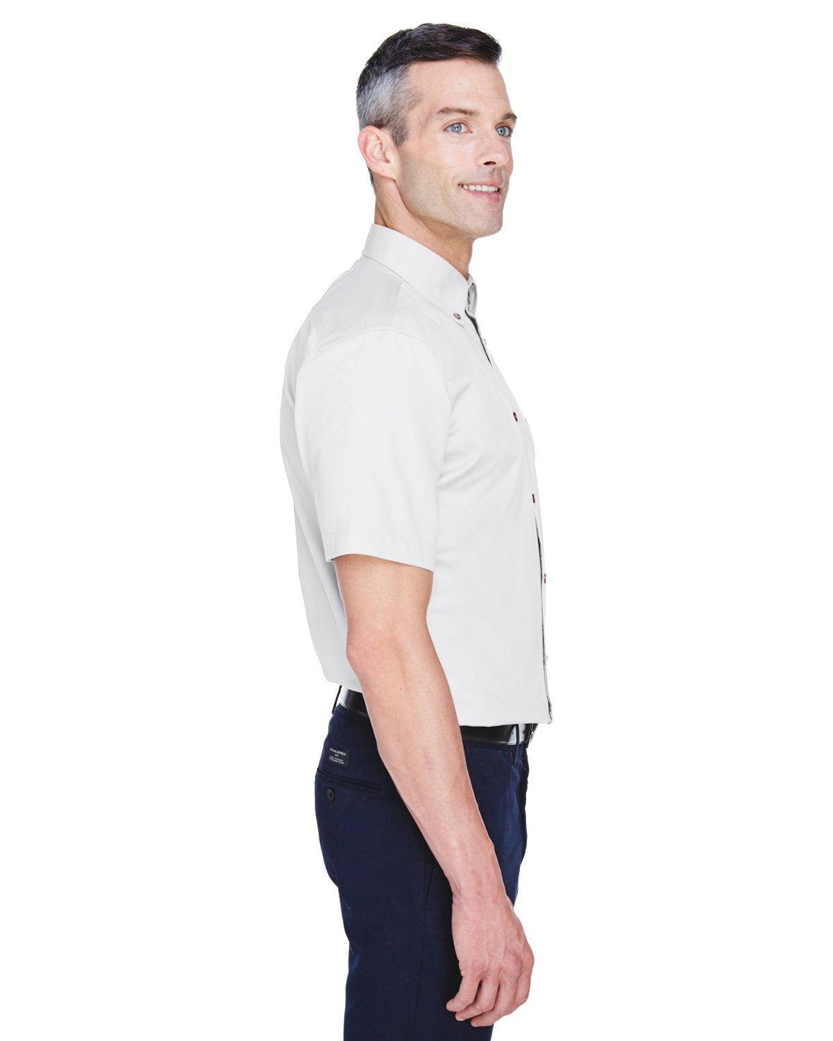 Harriton Men's Easy Blend™ Short-Sleeve Twill Shirt with Stain-Release - Side