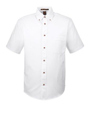 Harriton Men's Easy Blend™ Short-Sleeve Twill Shirt with Stain-Release - White