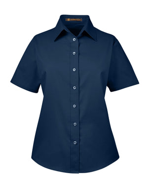 Harriton Ladies' Easy Blend™ Short-Sleeve Twill Shirt with Stain-Release - Navy