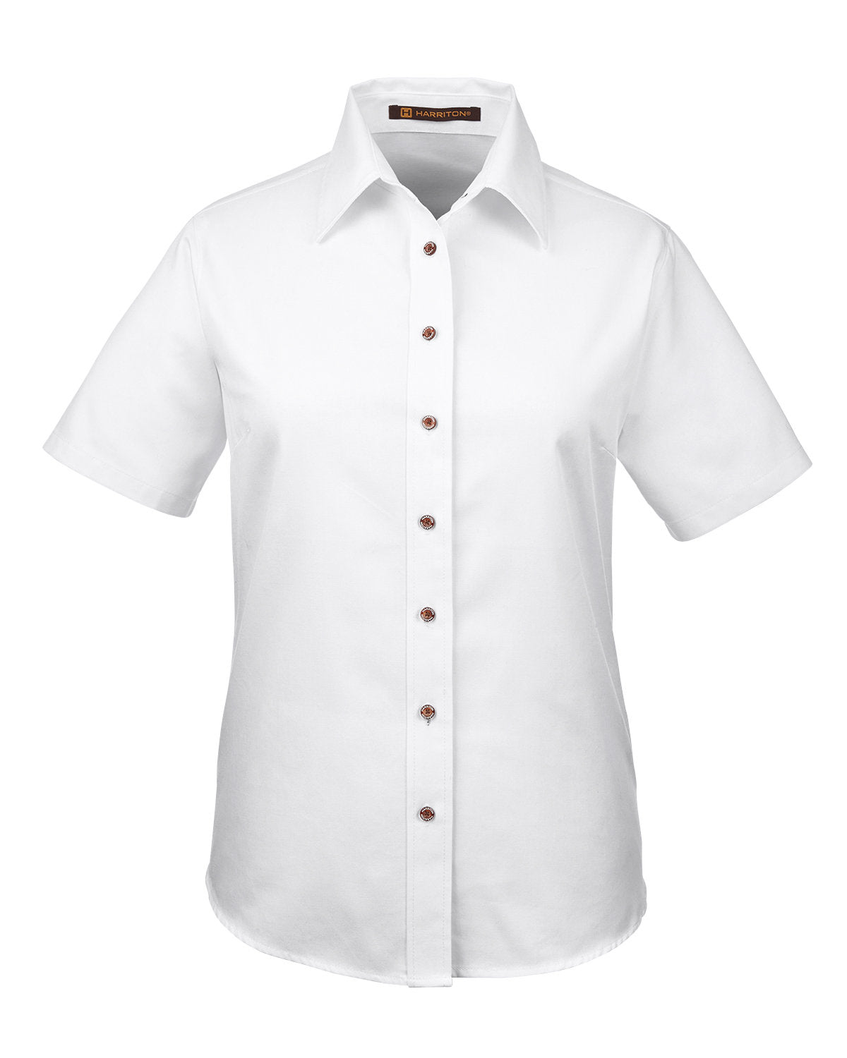 Harriton Ladies' Easy Blend™ Short-Sleeve Twill Shirt with Stain-Release - White