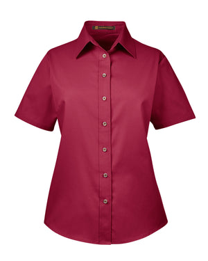 Harriton Ladies' Easy Blend™ Short-Sleeve Twill Shirt with Stain-Release - Wine