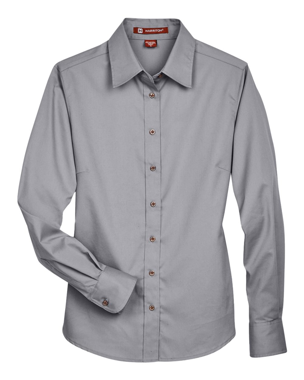 Harriton Women's Easy Blend™ Long Sleeve Twill Dress Shirt with Stain-Release - Dark Grey