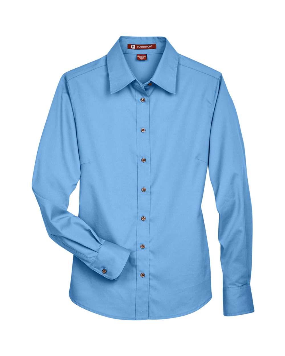 Harriton Women's Easy Blend™ Long Sleeve Twill Dress Shirt with Stain-Release - Light College Blue