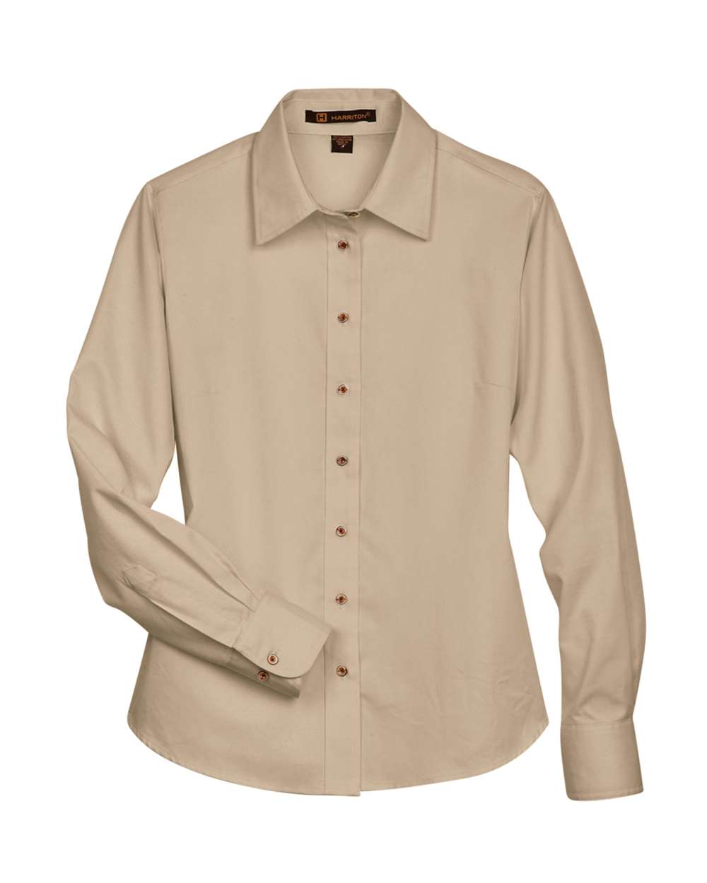 Harriton Women's Easy Blend™ Long Sleeve Twill Dress Shirt with Stain-Release - Stone