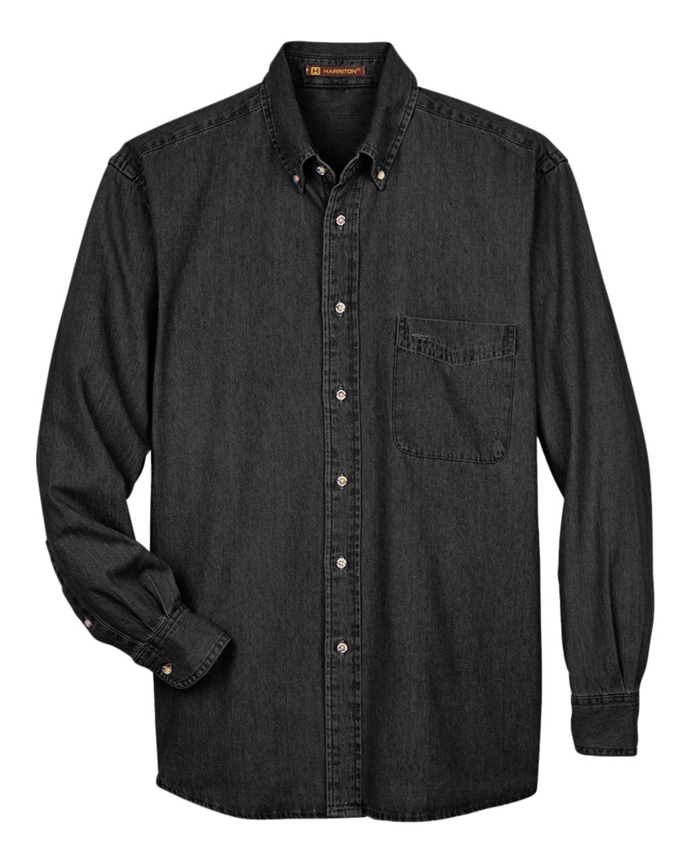 Harriton Men's Long-Sleeve Denim Shirt - Washed Black