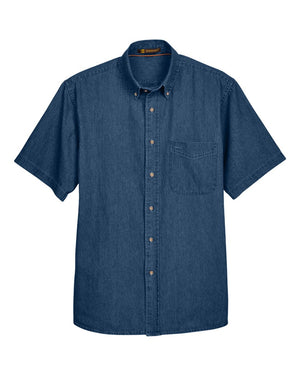 Harriton Men's Short-Sleeve Denim Shirt - Dark Denim