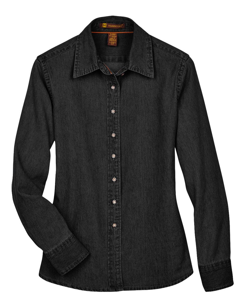 Harriton Ladies' Long-Sleeve Denim Shirt - Washed Black