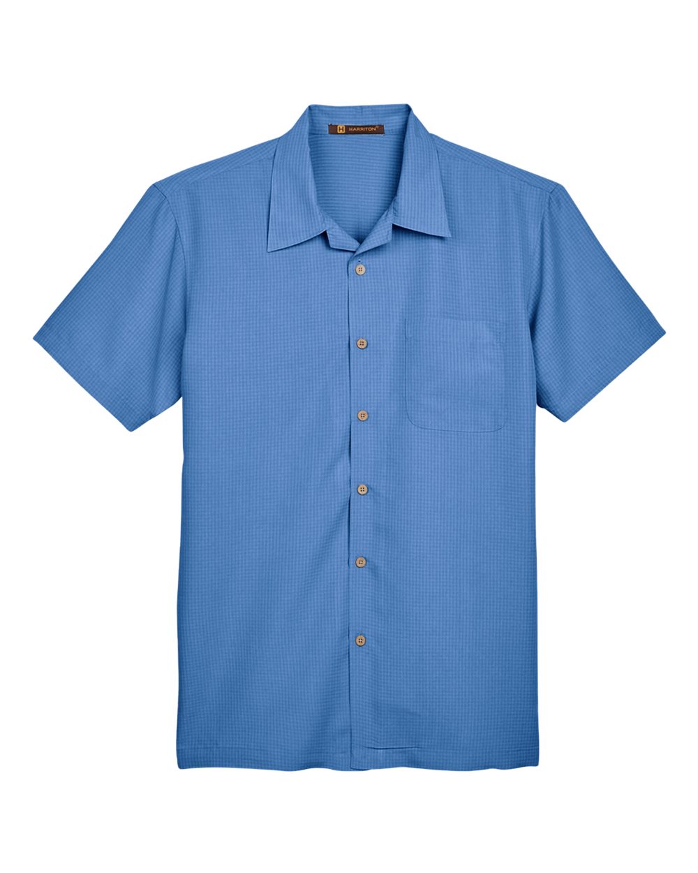 Harriton Men's Barbados Textured Camp Shirt - Pool Blue