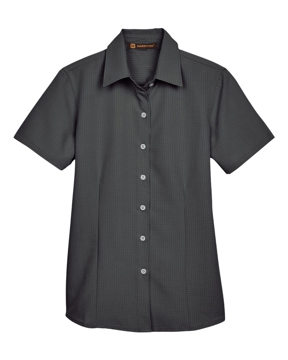Harriton Ladies' Barbados Textured Camp Shirt - Black