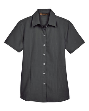 Harriton Ladies' Barbados Textured Camp Shirt - Black