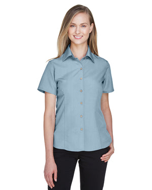 Harriton Ladies' Barbados Textured Camp Shirt - Cloud Blue