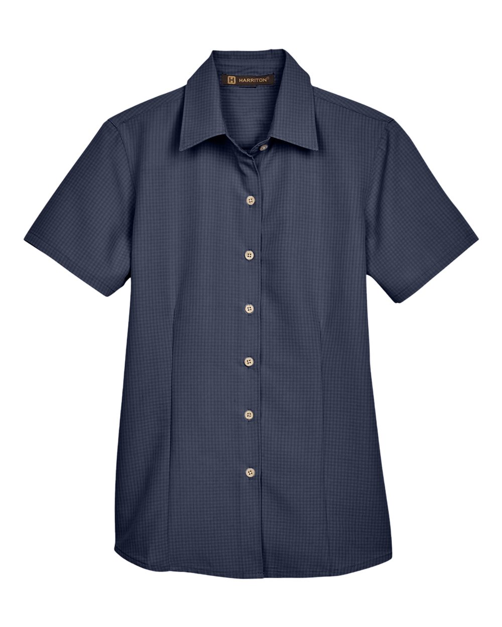Harriton Ladies' Barbados Textured Camp Shirt - Navy