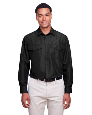 Harriton Men's Key West Long-Sleeve Performance Staff Shirt - Black