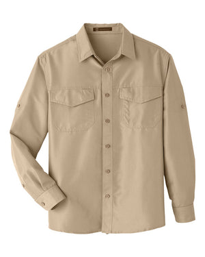 Harriton Men's Key West Long-Sleeve Performance Staff Shirt - Khaki