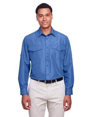 Harriton Men's Key West Long-Sleeve Performance Staff Shirt - Pool Blue